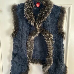 Saks Fifth Avenue Black Faux Fur Vest